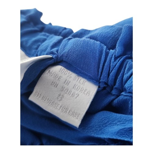 Pantalone Moda International 100% seta lounge blu taglia small leggero gamba larga - Foto 8 di 11