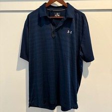 Under Armour Mens Navy Blue Loose Fit Golf Polo Shirt 2XL Performance