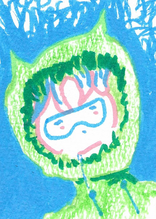ACEO ATC CARD "Cold Gamer" Original OOAK Hand Made Abstract Painting 2.5x3.5