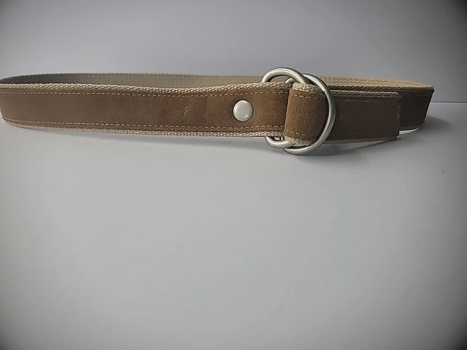 Cinturón Vintage Tostado Tejido Gamuza Capa Marrón Pequeño Hombres Mujeres Accesorio Foto 3 de 4