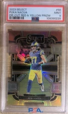2023 Panini Select - Concourse Puka Nacua #56 Red & Yellow Prizm Die-Cut (RC)