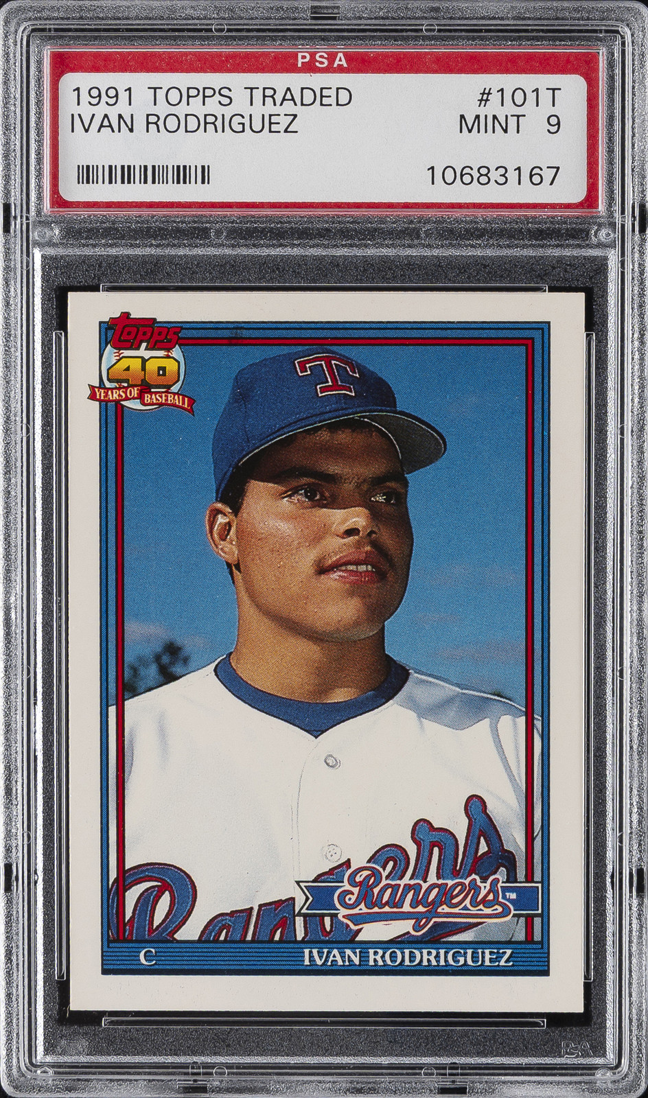 1991 TOPPS TRADED #101T IVAN RODRIGUEZ ROOKIE RC PSA 9