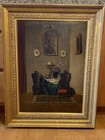 Framed Endre Komaromi-Kacz Signed Oil On Board Interior Parlor Fine Art Painting