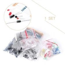 Mixed Electronic Resistors & Capacitors & Transistors & Diode & LED Assorted Kit