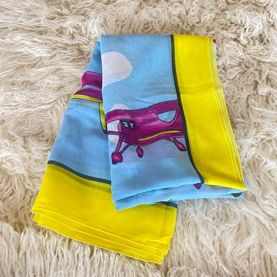 HERMES Cotton 100% Shawl Scarf Carre 140cm Mousseline NM Auth "No Material tag" - Image 3 of 4