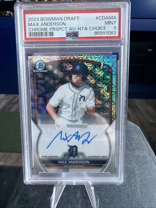 2023 BOWMAN DRAFT CHROME PRSPCT AUTO HTA CHOICE #CDAMA MAX ANDERSON 39/150 PSA 9