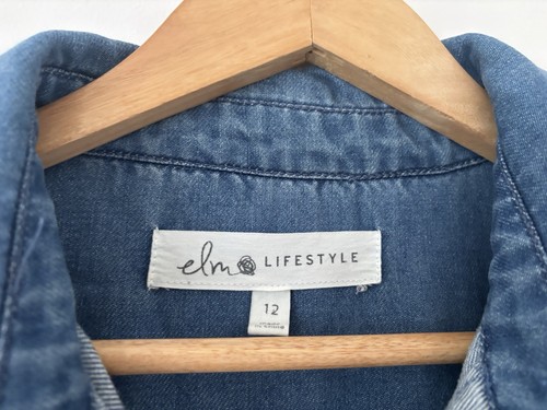 Elm Lifestyle Ladies Dress Size 12 Denim Shirt Oversized Mid Wash Button Pockets - Picture 15 of 20