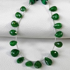 7" NATURAL Green Garnet Tsavorite Faceted Pear Beads Strand 10x7-13x9mm Tanzania