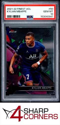 2021 TOPPS FINEST UEFA CHAMPIONS LEAGUE #50 KYLIAN MBAPPE PSA 10