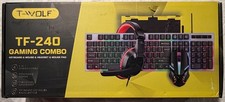    T  Wolf TF-240 Gaming Combo   Keyboard, Mouse, Headset  Mouse Pad   New