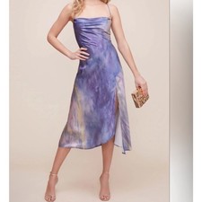 SMALL ASTR Cowl Neck Midi Dress In Blue Multi Tie Dye