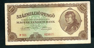 Hungary (P124) 100 000 000 Pengo 1946 VF