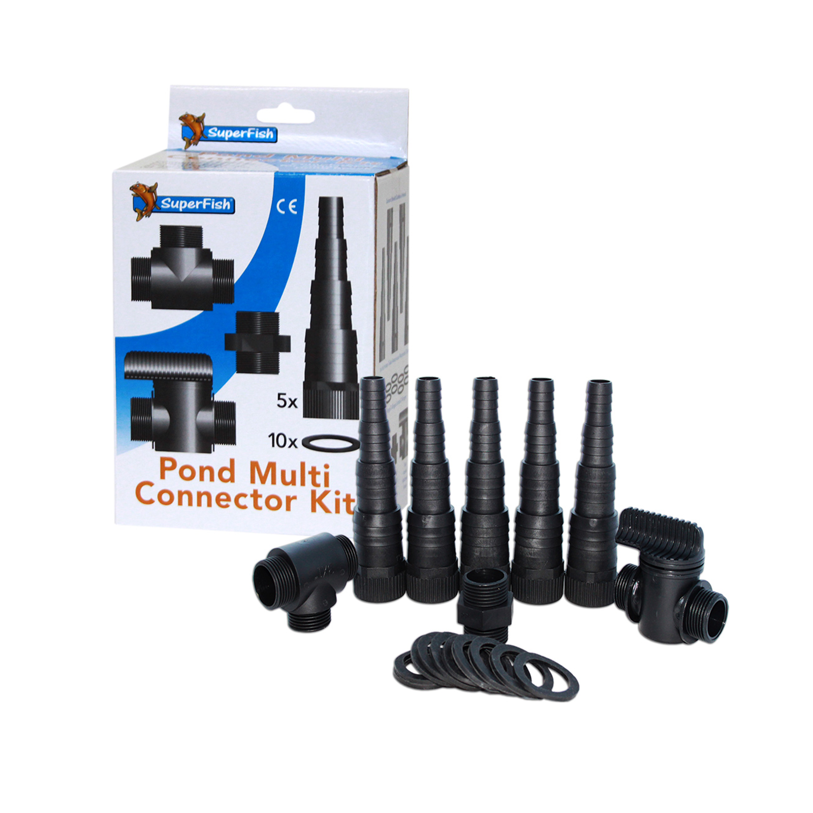 Superfish Pond Hose Tail Multi Connector Kit Joiner Tap Flow Adjuster Inc Washer