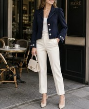 Luella for Target Women’s S Navy Cropped Blazer Multicolor Buttons Y2K