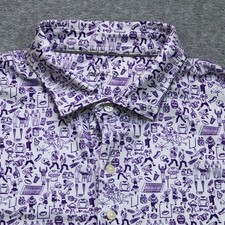Johnnie-O Polo Shirt Men's Extra Large Purple Sports All Over Print Golf Logo