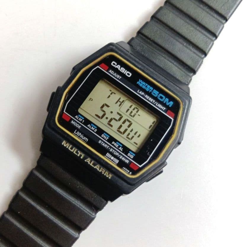 CASIO 181 W-17 Vintage 1980s Lithium Multi Alarm Digital Watch Rare Japan
