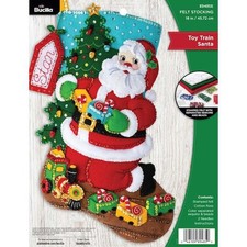 Bucilla 18" Felt Christmas Stocking Kit - Toy Train Santa