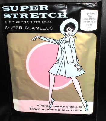 Vintage Nylons Stockings SUPER STRETCH SHEER SEAMLESS PINK 8.5-11 Never worn