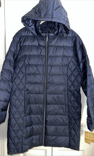 $170 NWT Michael Kors Ultra Light Weight Down Fill Hood Admiral Color Coat Sz XL - Picture 1 of 14