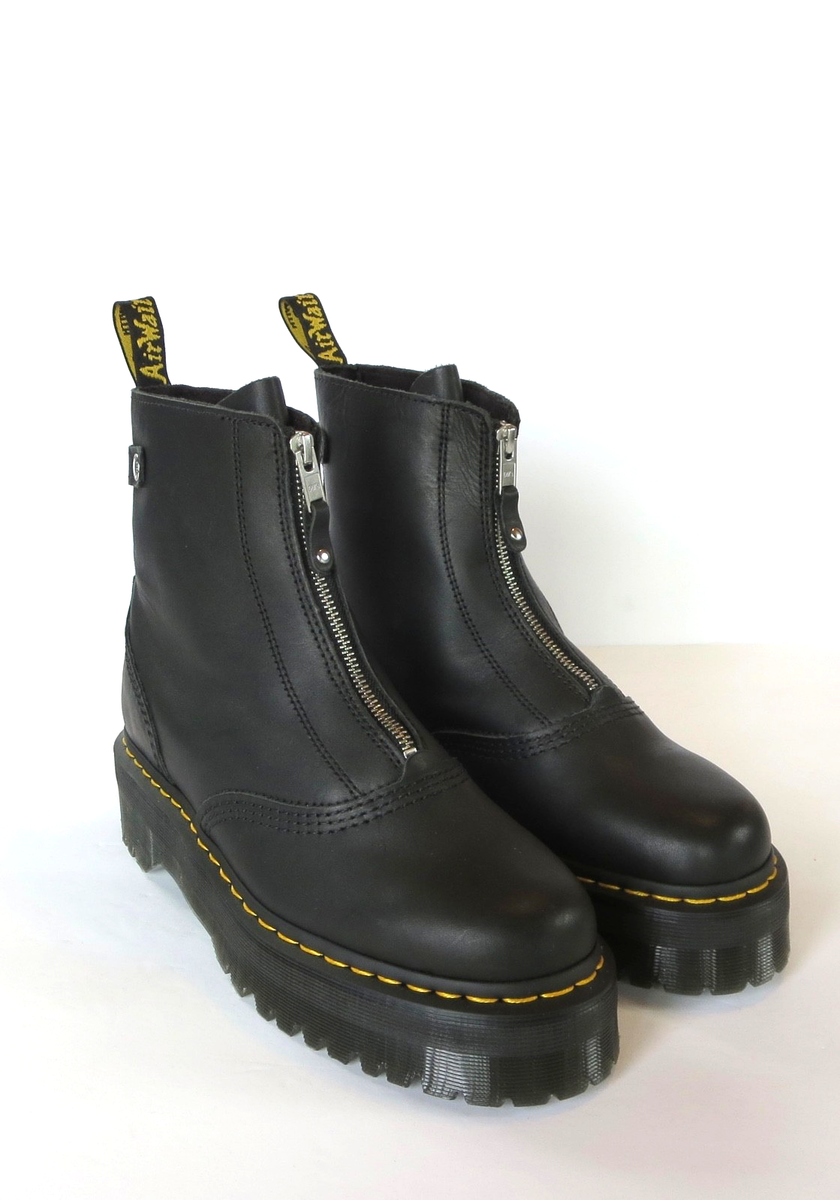 Dr Martens Jetta Zip Platform Boots (Size M 9, W 10) Black Leather
