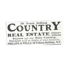Country Real Estate Phillips & Wells Tribune Bldg NYC 1903 Magazine Ad SAG6-S36