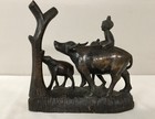 Chinese Folk Art Wood Carved Buffalo W/ Calf &Two Figures Figurine 9 X 9 X 5 In. — photo 5