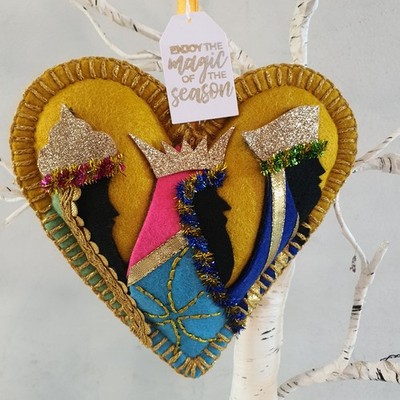 DREI WEISE MÄNNER Ocker Gold Drei Könige Herz Hängedeko Weihnachtsgeschenk
