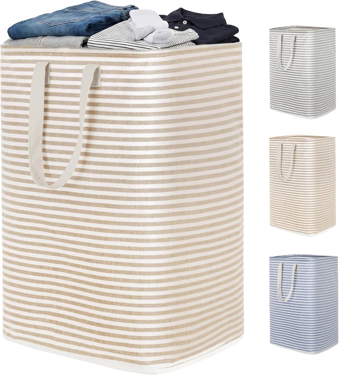 Slim Laundry Basket, Narrow Laundry Hamper with Handles, Collapsible Dirty