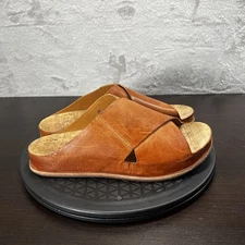 Kork Ease Womens Size 9M Tutsi Brown Leather Strap Slip On Slide Casual Sandals