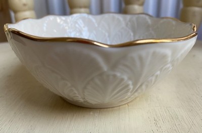 Lenox Elfenbein Fine China Bonboniere Schale 24K Goldrand geprägt Floral USA