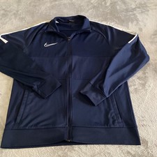 Nike Jacket Mens Large Navy Blue Dri-FIT Full Zip Track Training Swoosh Athletic