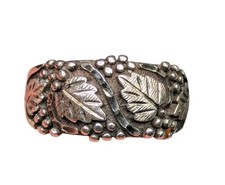 WHEELER Sterling Silver 925 Vintage Leaf Leaves Oxidized Unisex Band Ring Sz 9