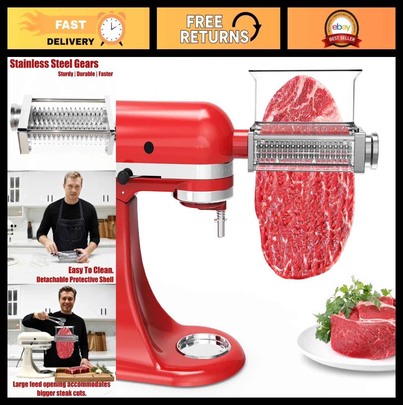 Adjustable Meat Tenderizer for KitchenAid Mixers - 3 Thickness Settings, Heavy-D
Opens in a new wind