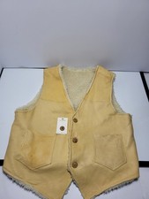 Vintage 70s Deerskin Vest LG Brown Sherpa Lined Western Hunting Suede Leather