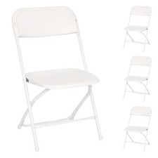 White Plastic Folding Chairs 4 Pack Indoor Outdoor Event 650lb Extra Wide