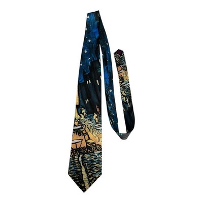 Ralph Marlin Van Gogh  A Sidewalk Cafe at Night  Tie 1993 Made in USA 3.75 