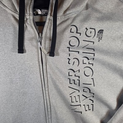 The North Face Never Stop Exploring XL Full Zip Hoodie Gray Logo Sweatshirt
