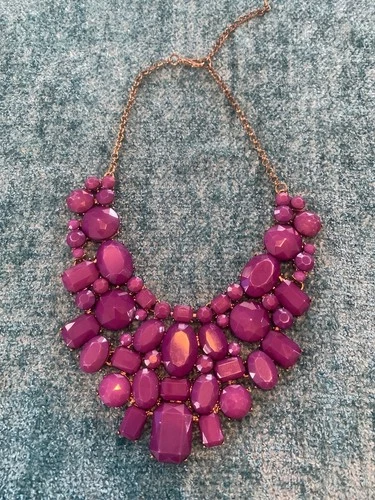 Vintage Purple Acrylic & Gold Statement Collar Necklace 80's