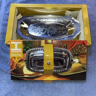 Irvinware Bread Tray and Butter Dish MCM NOS In Original Box