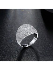 Sparkling Dome Ring For Women Size 8 Ring Silver Crystal Pave Design