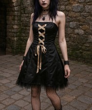 Vintage Jessica McClintock Gunne Sax Gothic Grunge Strapless Dress Size 5/6 New