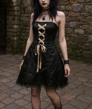 Vintage Jessica McClintock Gunne Sax Gothic Grunge Strapless Dress Size 5/6 New