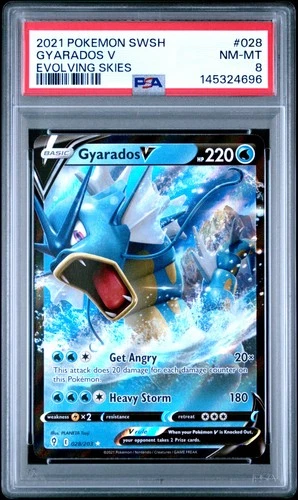 2021 POKEMON SWORD & SHIELD EVOLVING SKIES #028 GYARADOS V PSA 8