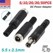 5/50x DC Power 5.5mm x 2.1mm Male Female Plug Solder Type Jack Socket Connectors