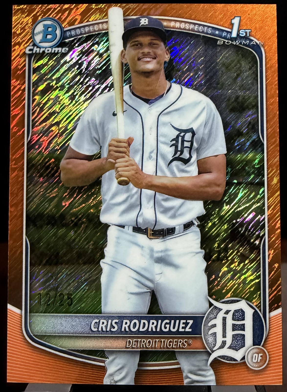 2025 Bowman Chrome #BCP-250 Cris Rodriguez Prospects Orange Shimmer #/25