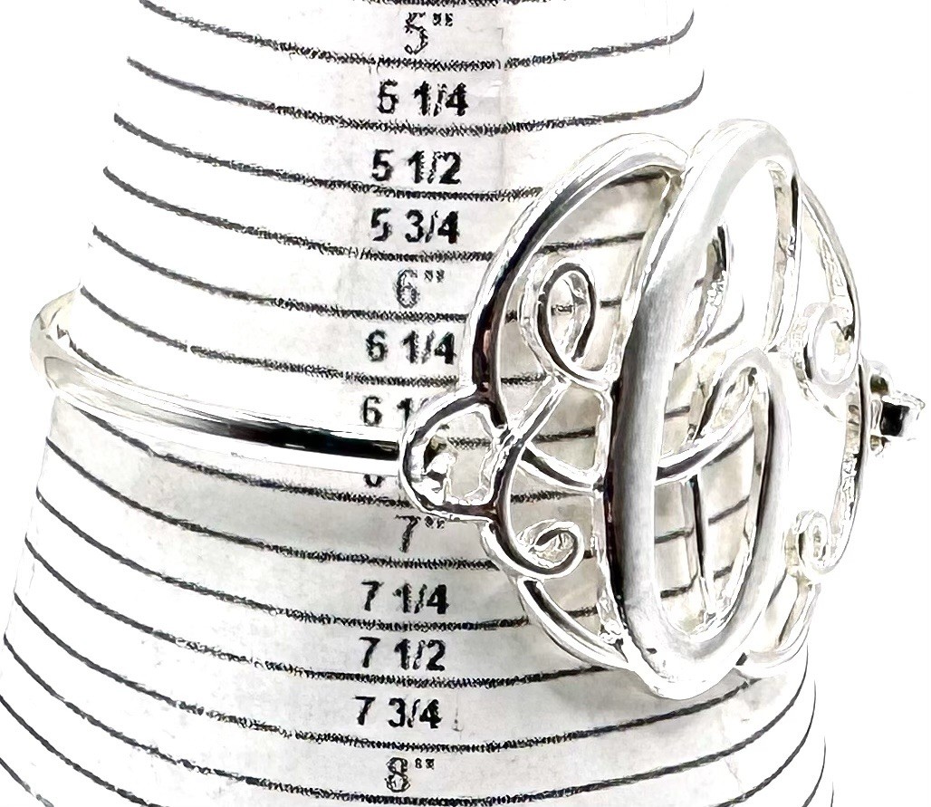 Initial C Bangle Bracelet Script Monogram 1.75" L… - image 5