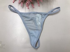 Women's Jessica Simpson Mesh V-String Thong Bikini Blue Panty Sz Med