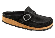 Birkenstock Womens BUCKLEY Suede Clog BLACK Narrow Fit US 7 - 7.5 EU 38 NEW NIB