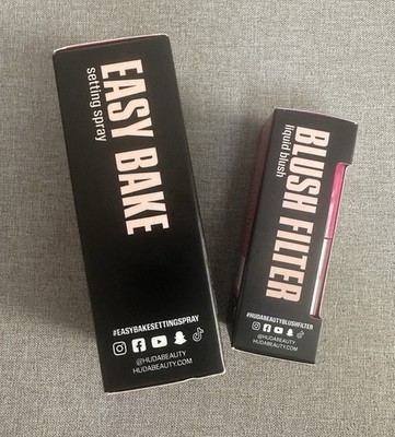 Huda Beauty Easy Bake Blurring Setting Spray 1 oz (30 mL) + Blush Filter NIB