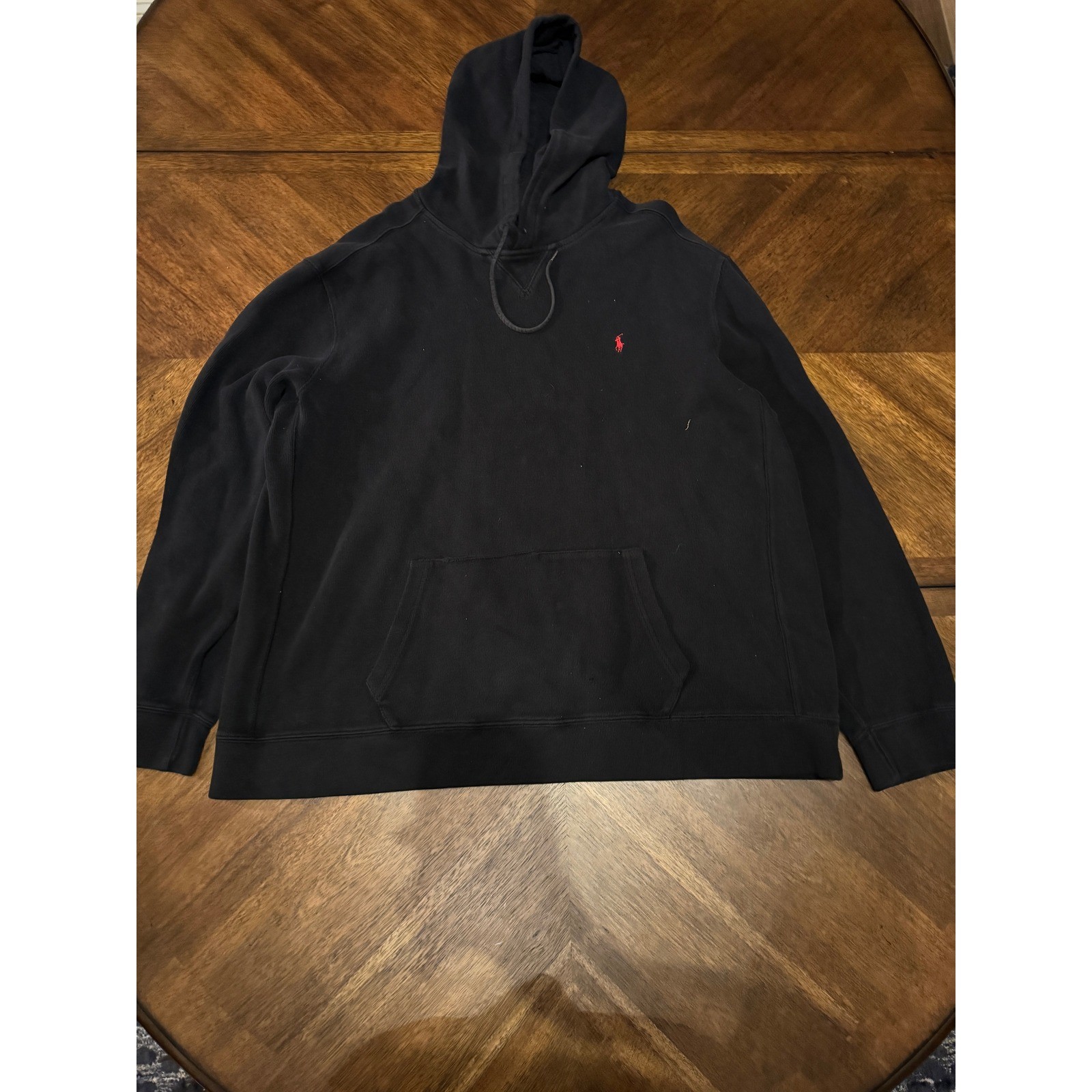 Polo Ralph Lauren Mens XXL Black Hoodie Red Pony Logo Pullover Sweatshirt |K1